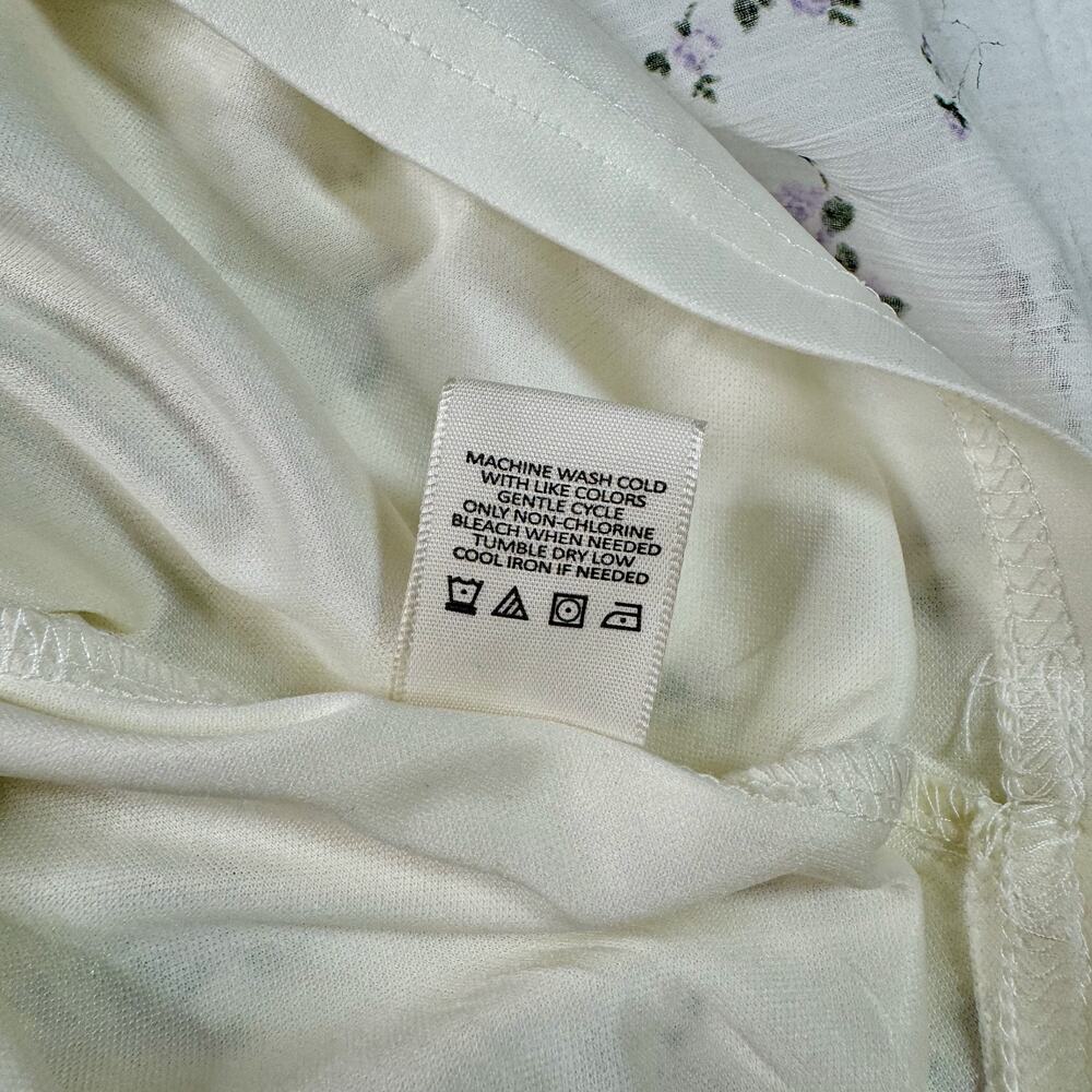 Babydoll Floral Mini Dress XL Ivory Lavender Coquette Cottagecore Tiered Ruffle - Picture 16 of 16
